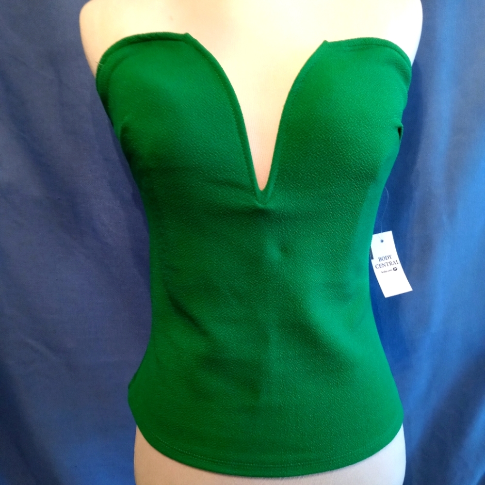 Strapless Green Plunge Top